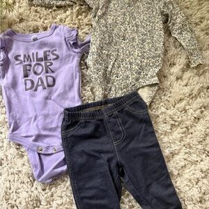 Carter's Kids Matching Set - Purple, Blue, and Cream